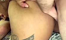 Chubby tattooed bbw wife films bent over threesome doggystyle for cuck hubby