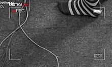 Brunette teen deepthroats monster cock backstage at sleepover orgy