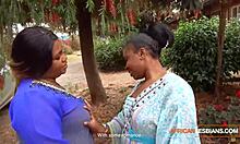 African Milf Lesbians Make Out Passionately at House Party