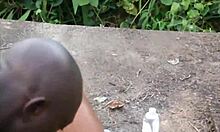 Ebony stepsis with huge natural tits rides big cocks in threesome