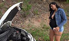 Mechanic Tommy Miller fucks sexy latina milf's wet pussy clit cunilingus in car for repair