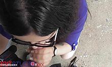 naughty british 18 year old goth girl next door flashes big natural tits gives stranger huge cock handjob at train station