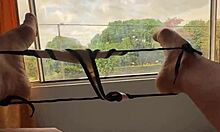 uff this juicy pussy masturbation while everyone walks by... comment what you'd do from below