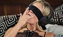 i get blindfolded then my girlfriend straps on and fucks my tight ass hard