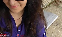 naughty british 18 year old goth girl next door flashes big natural tits gives stranger huge cock handjob at train station