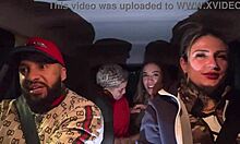 uber woman picks up lesbian couple at airport fucks them all in car licking wet pussies moaning wildly!!
