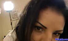 stockinged euro babe sucks off old man in hot casting