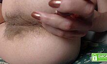 Pushing Anal Beads Hands-Free From Sexy Mature Hairy Asshole Solo