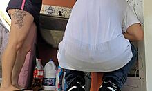 Housewife pays washing machine tech with her ass while husband is away!