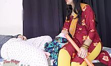 desi maid takes hard anal creampie after dirty hindi blowjob roleplay close-up cowgirl