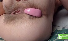 Pushing Anal Beads Hands-Free From Sexy Mature Hairy Asshole Solo