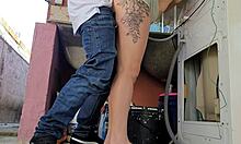 Housewife pays washing machine tech with her ass while husband is away!