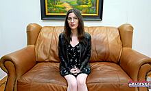 cute nerdy hazel o'connor hitachi vibrates her shaved muff before deep pounding and rimjob