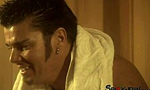 i get chills as my busty girlfriend's pussy gets licked in the sauna