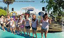 abricoff films fun wet t-shirt lingerie contest with exhibitionist euro milfs flashing public