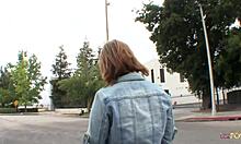 brunette and blonde smoke cigarettes on street before heading home for lesbian threesome fingering and ass licking