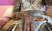 imagine her teasing shaved pussy then ripping clothes for wild dildo ride