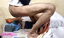 stepmom shaves pussy and stepson catches her then fucks tight hole doggystyle