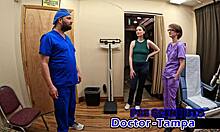 Luci Starrs spreads shaved pussy for dr tampa's first fingering gyno exam close-up