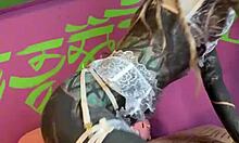 imagine her teasing shaved pussy then ripping clothes for wild dildo ride