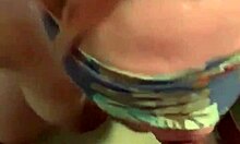 blindfolded and gagging on this huge bbc, neighbor milf takes sloppy face fuck