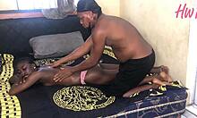 While home alone, my stepuncle bends me over for wet ebony pussy creampie in the bedroom