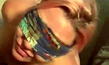 blindfolded and gagging on this huge bbc, neighbor milf takes sloppy face fuck