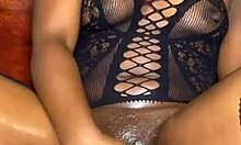ebony slave oils up and squirts hard multiple times