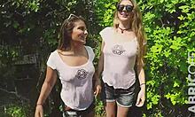 abricoff films fun wet t-shirt lingerie contest with exhibitionist euro milfs flashing public