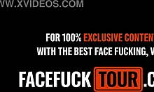big white cock roughly throatfucks upside-down huge tits latina slut