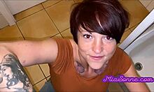 Sperm SHOWER After DEEPTHROATING in the Men's TOILET with Redhead Teen