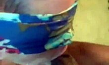 blindfolded and gagging on this huge bbc, neighbor milf takes sloppy face fuck