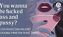 Cuck wife begs for double penetration anal creampie from two big cocks real couple