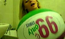 Sophie Fingers Wet Pussy with Balloons in Bathroom Living Room