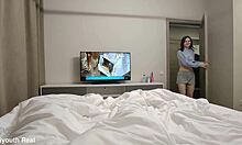 cutie stepsis grinds on my cock distracting from tv pov
