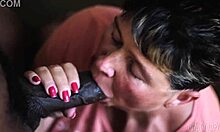 Dripping Granny Loves Sucking Monster Black Cock Wet