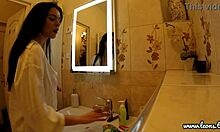 big tits brunette babe tries lingerie then gets hot casting handjob fuck 😏👙💋