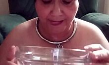 watch this french milf whore bound in toilet bondage vibing her pussy with dildo humiliation