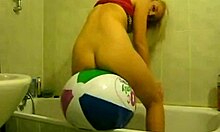 Sophie Fingers Wet Pussy with Balloons in Bathroom Living Room