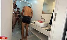Petite Brazilian Midget Heats Bath with Double Cock Ride in Steamy Threesome Menage