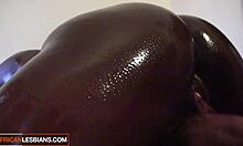 Ebony MILF Lesbians Drench Pussy in Messy Fingering Cream