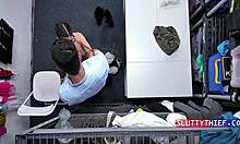 big ass military thief in thongs caught by cop bends over to sing his rough song