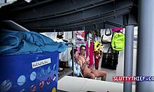 big ass military thief in thongs caught by cop bends over to sing his rough song