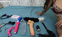 hot brazilian novinha shows off toys then sits her tight pussy deep on novinho's piercing cock