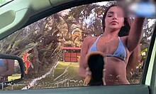 beautiful colombian car wash girl spreads narrow ass for client missionary pounding