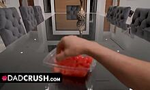 stepdaughter bounces huge natural tits on stepdad's throbbing cock