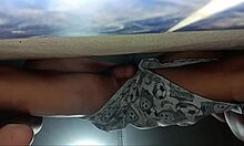 hot wife flashes panties-free pussy to stranger groping her curves