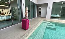 shower games turn into hot blonde blowjob you won't forget