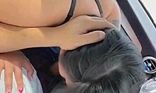 pulled over for that juicy asian pov car blowjob deepthroat gag on monster cock