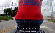 my big ass wife flashes curves on motorcycle gopro ride